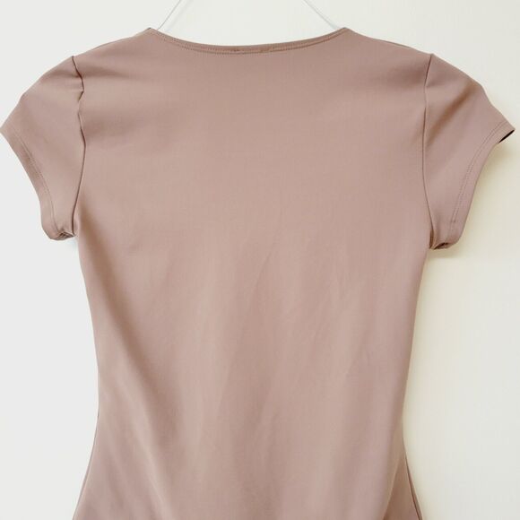 Free People Thong Bodysuit Shorts Sleeves Purple Square Neck Size SP - Picture 6 of 12